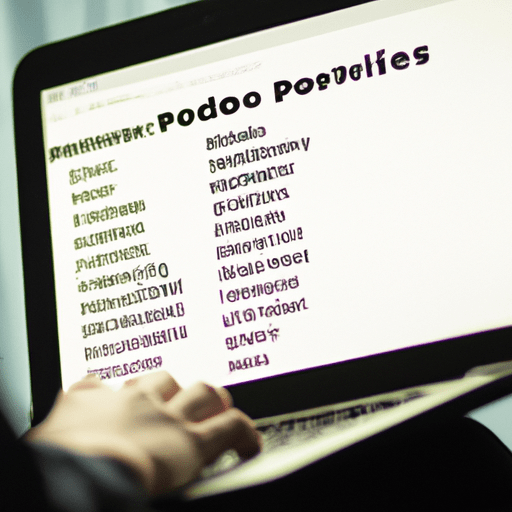 אדם המשתמש במחשב נייד עם רשימה של מילות מפתח פוטנציאליות שמוצגת על המסך